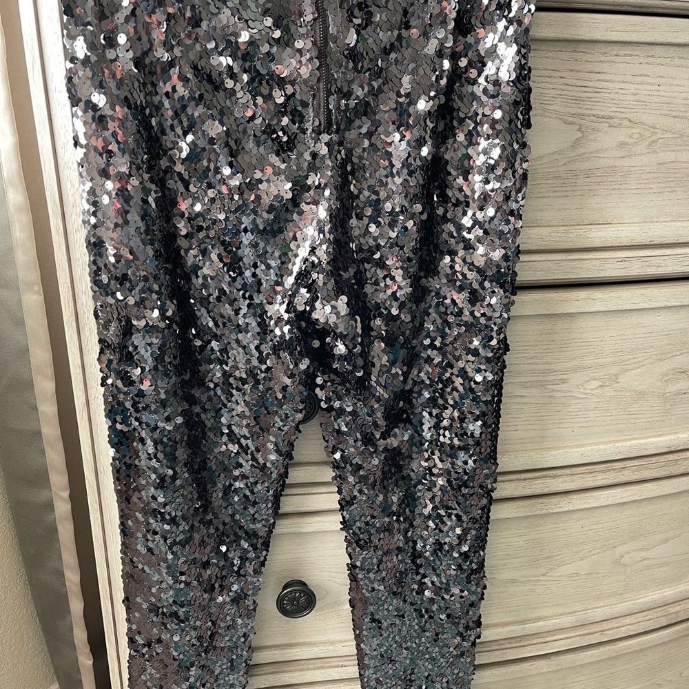 Skinny sequin black/silver pants